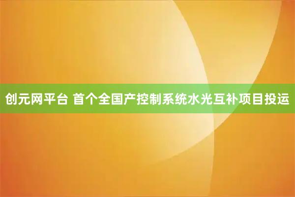 创元网平台 首个全国产控制系统水光互补项目投运